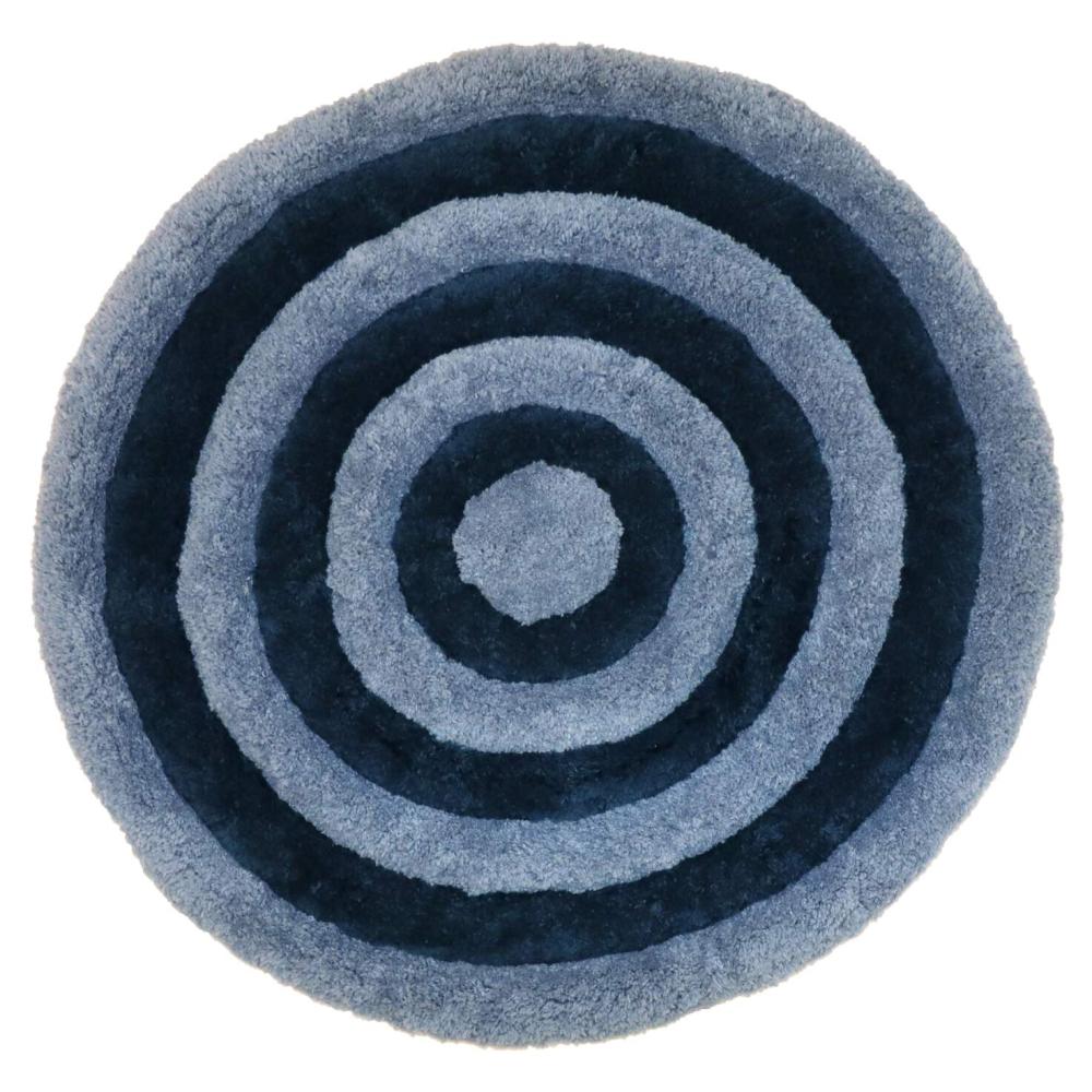 Rund badrumsmatta River, randig matta i blått