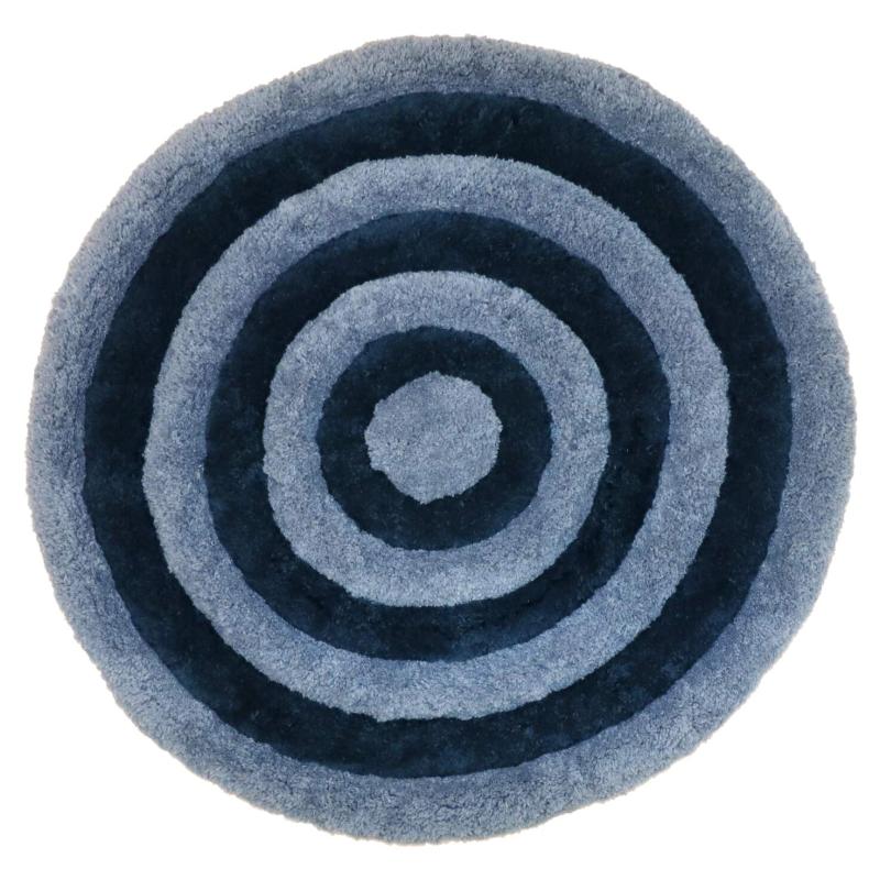 Rund badrumsmatta River, randig matta i blått