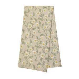 Kökshandduk FANNY med gula blommor och gröna blad på beige bottenfärg