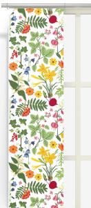 Panelgardin Hedemora, med blommor, blad, bär och grönsaker. 2 pack, Stl 43x240cm, Multifärg