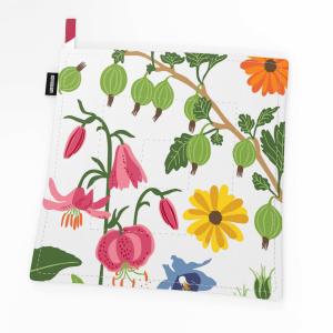 Grytlapp Hedemora, med blommor, blad, bär och grönsaker. 1 pack, Stl 22x22 cm, Multifärg