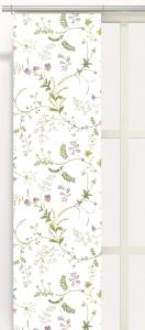 Panelgardin Blomsteryra, med sommarens vilda slingrande blommor på offwhite botten