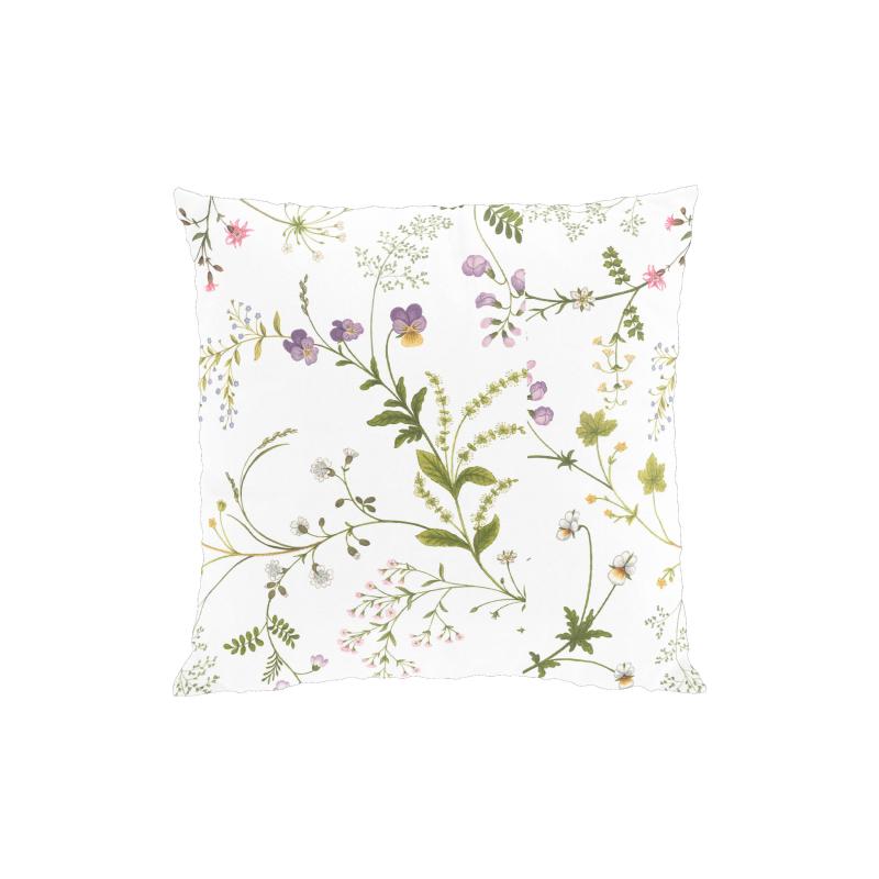 Kuddfodral Blomsteryra, med sommarens vilda slingrande blommor offwhite bottenfärg