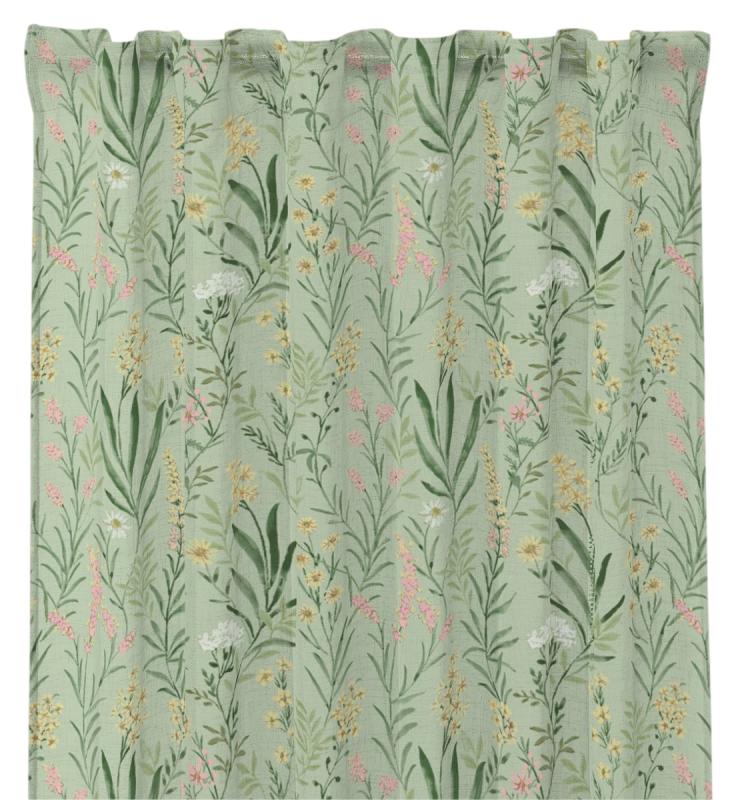 Gardin GISELLE med blommor och blad på stänglar med grön bottenfärg