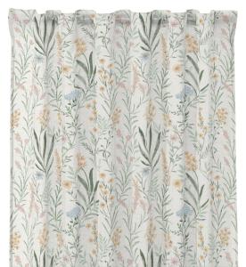 Gardin GISELLE med blommor och blad på stänglar med offwhite bottenfärg