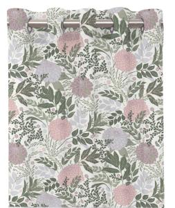 Gardin GARDEN med rosa blommor och gröna blad på offwhite bottenfärg