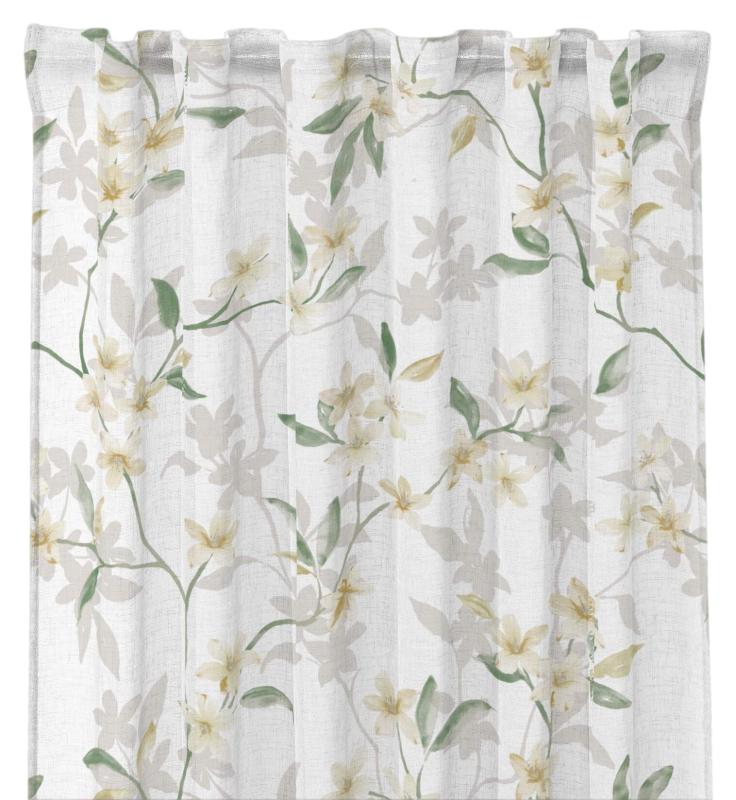 Gardin GERTRUD med slingrande gula blommor och gröna blad