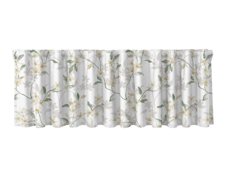 Gardinkappa GERTRUD med slingrande gula blommor och gröna blad