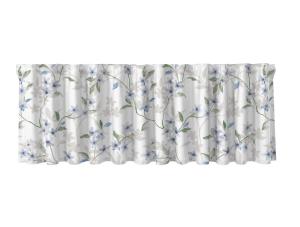 Gardinkappa GERTRUD med slingrande blå blommor och gröna blad