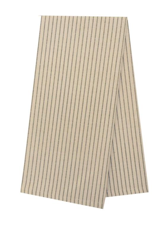 Kökshandduk YSTAD med smala vävda ränder i grönt på linnefärgad botten