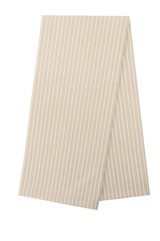 Kökshandduk YSTAD med smala vävda ränder i vitt på linnefärgad botten