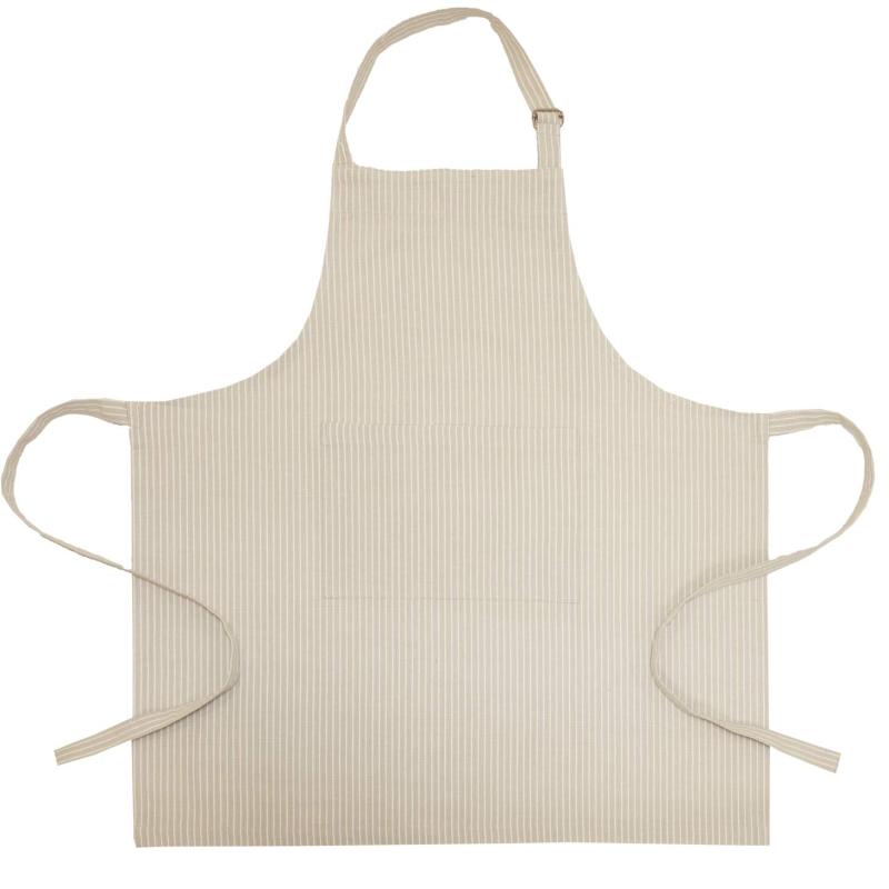 Förkläde YSTAD med smala vävda ränder i vitt på linnefärgad botten