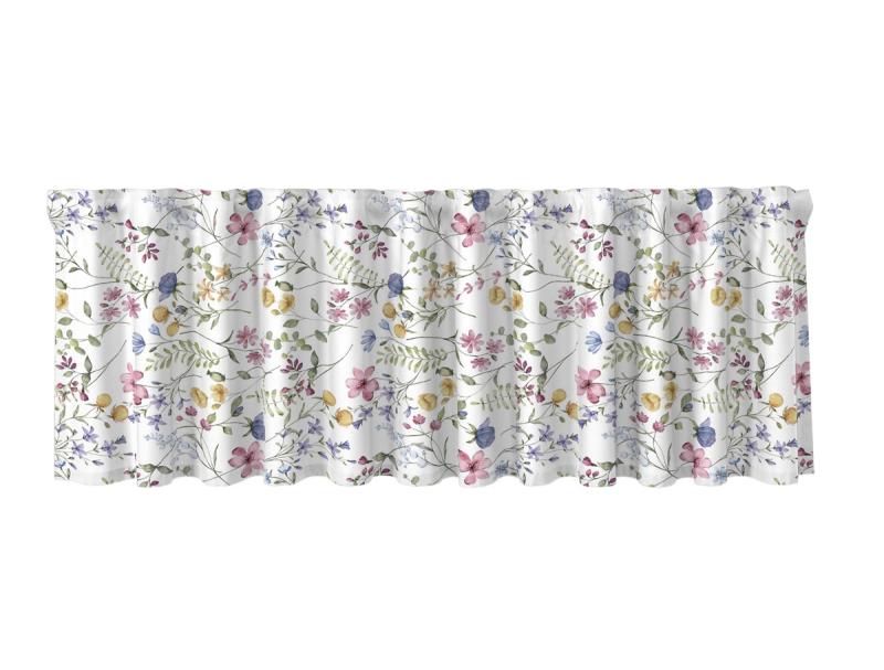 Gardinkappa SOMERSET på metervara, med sommarblommor i rosa, gult och blått