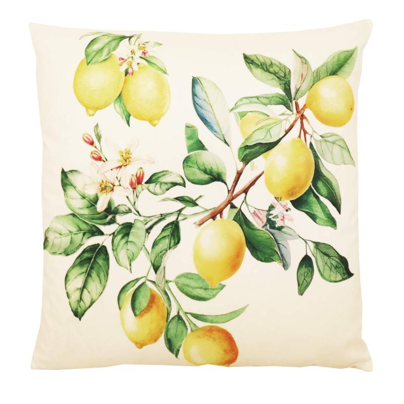 Kuddfodral CITRONER med gula citroner och gröna blad
