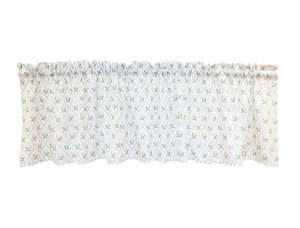 Gardinkappa PETRA med små blommor i rutmönster med vit bottenfärg