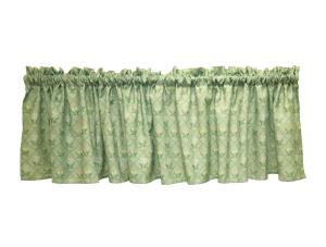 Gardinkappa PETRA med små blommor i rutmönster med grön bottenfärg