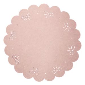 Rund Bordstablett, tallriksunderlägg RIBBON i filtmaterial med utstansade rosetter i rosa