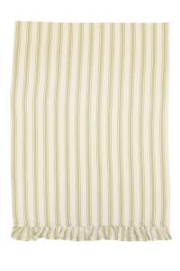 Kökshandduk MADICKEN randig i grönt och offwhite med volang i nederkanten