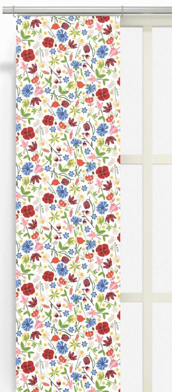 Panelgardin Solbacka, med sommarblommor, 2 pack, Stl 43x240cm, Multi