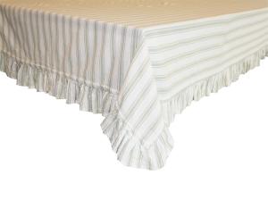 Duk MADICKEN randig i grönt och offwhite med volang runt kanten