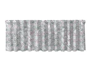 Gardinkappa HAGE på metervara, blad och blommor i rosa och grönt, ljusgrå bottenfärg