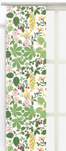 Panelgardin Haga, med bär, blommor och blad. 2 pack, Stl 43x240cm. Grön