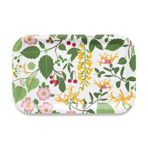 Bricka Haga, med bär, blommor och blad. 1 pack, Stl 27x20cm. Grön