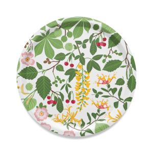 Rund Bricka Haga, med bär, blommor och blad. 1 pack, Stl 31cm. Grön