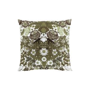 Kuddfodral Fjärilsblom, med blommor och fjärilar, Stl 47x47cm, Grön