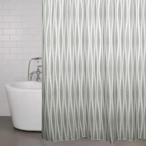 Duschdraperi WAVE med vågigt mönster i grönt och vitt