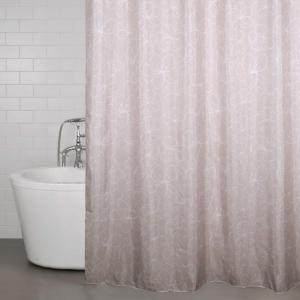 Duschdraperi FLOWERS med vita blommor på rosa bottenfärg