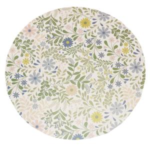 Rund Plasttablett, tallriksunderlägg BACKA med blommor i pastellfärger