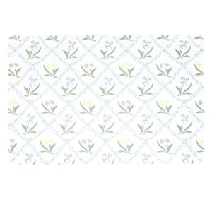 Plasttablett, tallriksunderlägg PETRA med små blommor i rutmönster med vit bottenfärg