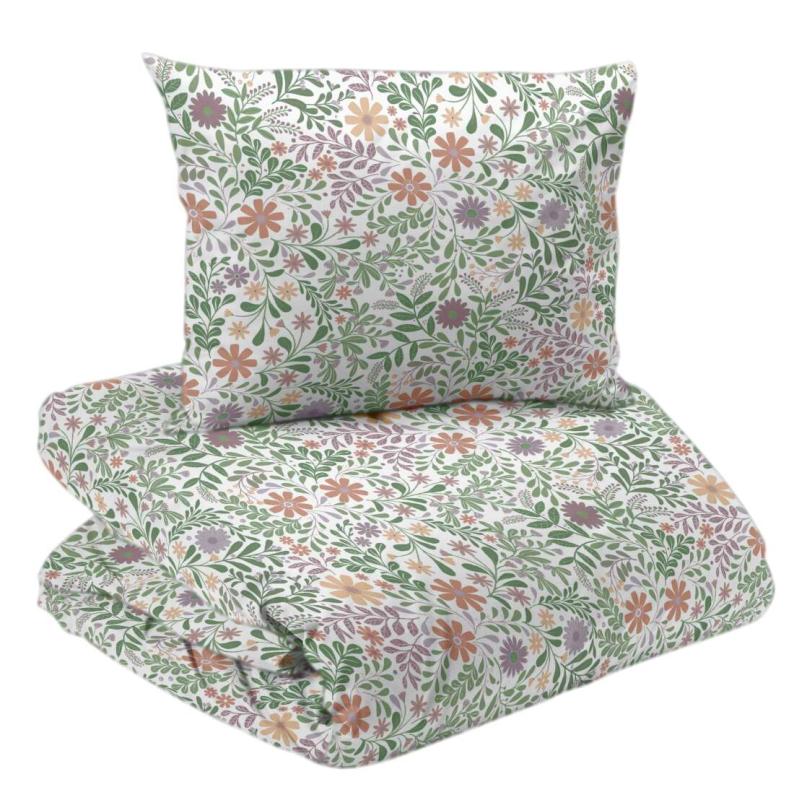 Bäddset BACKA med blommor i persikofärg