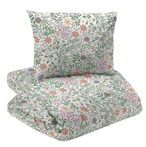 Bäddset BACKA med blommor i persikofärg