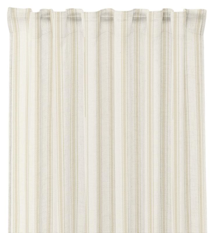 Gardin MADICKEN randig i linnefärg och offwhite