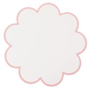 Bordstablett, tallriksunderlägg VANJA i vit läder imitation med rosa bågad kant