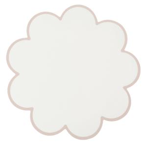 Bordstablett, tallriksunderlägg VANJA i vit läder imitation med sandfärgad bågad kant