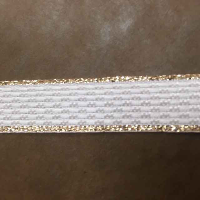 Textilband, 15mm, beige med guldkant