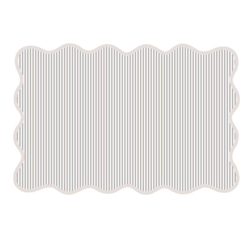 Bordstablett, tallriksunderlägg CESAR, randig i beige och vitt med bågad kant