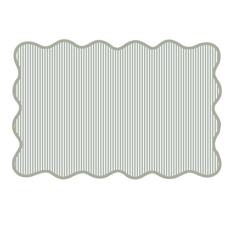 Bordstablett, tallriksunderlägg CESAR, randig i grönt och vitt med bågad kant