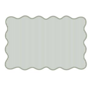 Bordstablett, tallriksunderlägg CESAR, randig i grönt och vitt med bågad kant