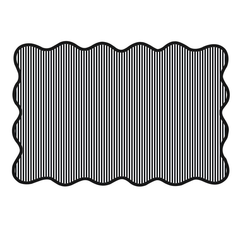 Bordstablett, tallriksunderlägg CESAR, randig i svart och vitt med bågad kant