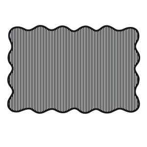 Bordstablett, tallriksunderlägg CESAR, randig i svart och vitt med bågad kant