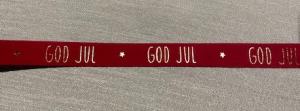 Textilband GOD JUL i tunn röd sammet med guldtext