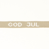 Textilband GOD JUL 10 mm, vit/linne