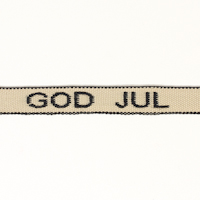 Textilband GOD JUL 10 mm, svart/linne