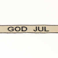 Textilband GOD JUL 10 mm, svart/linne