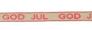 Textilband GOD JUL 10 mm, röd/linne