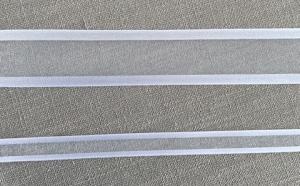 Textilband, organzaband i vitt med satinkant i två bredder